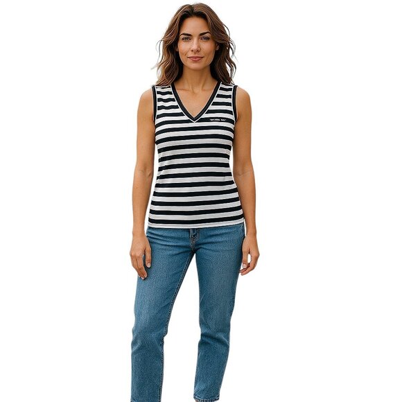 Stripe V-neck Sleeveless Top by Bebe - Picture 2 of 9